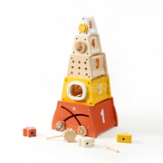Toddler Wooden Rocket Stacking Toy – Educational Space-Themed Building Puzzle