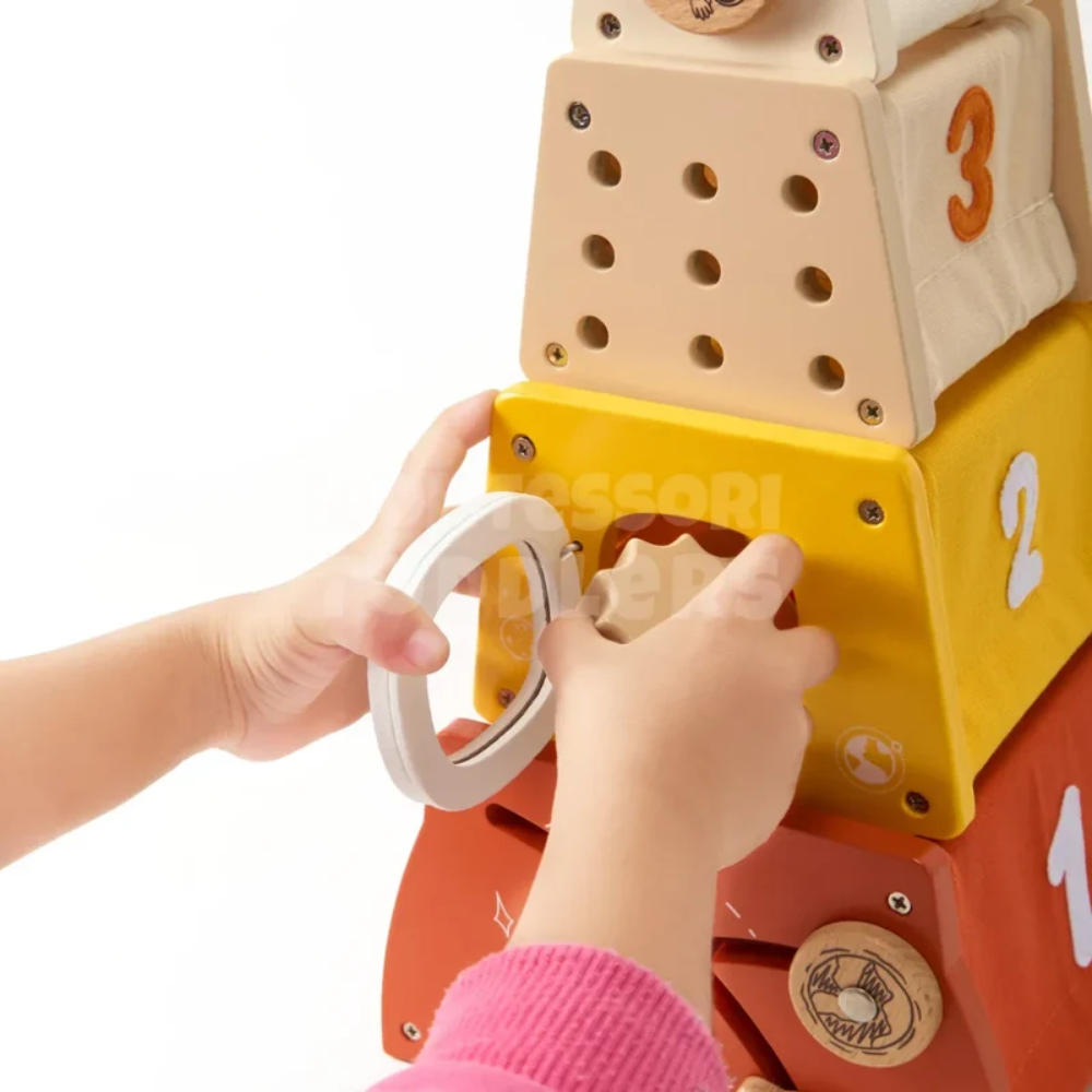 Toddler Wooden Rocket Stacking Toy – Educational Space-Themed Building Puzzle