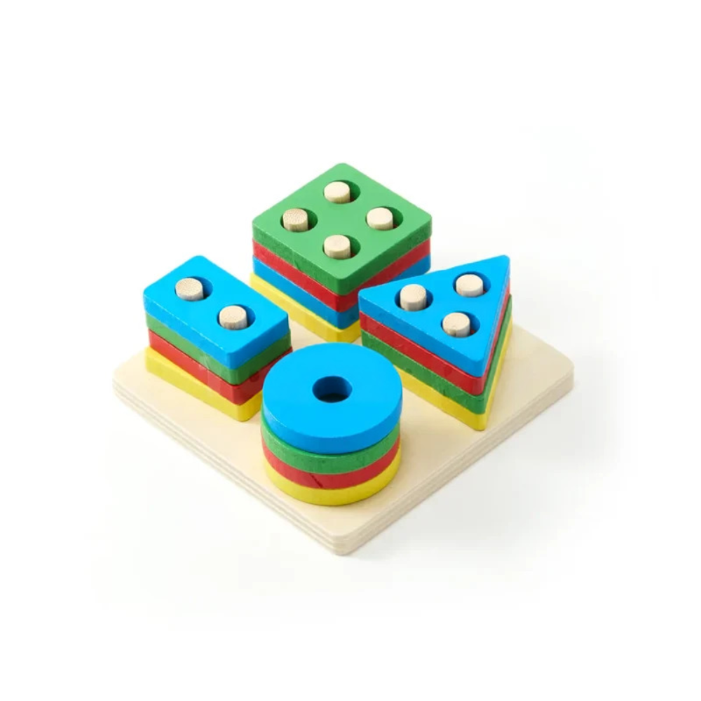Toddler Wooden Shape Puzzle – Educational Shape Sorting and Matching Toy
