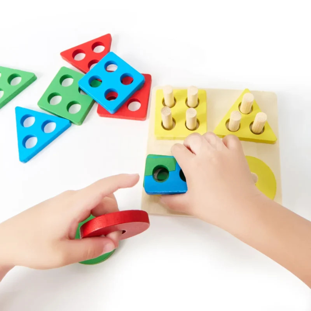 Toddler Wooden Shape Puzzle – Educational Shape Sorting and Matching Toy