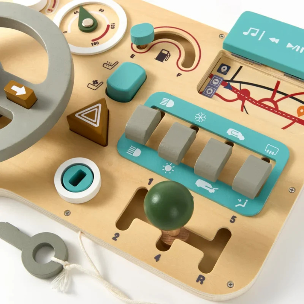 Toddler Wooden Steering Wheel – Pretend Driving Toy for Imaginative Play