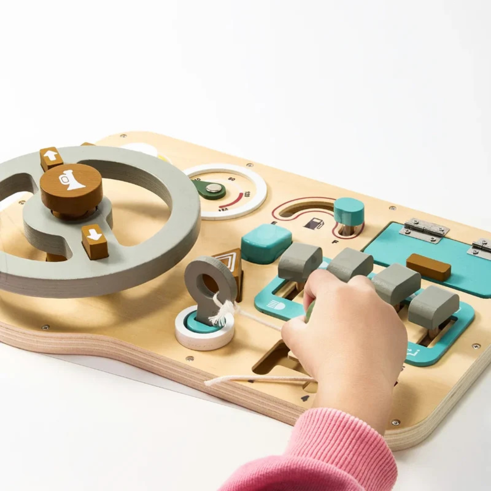 Toddler Wooden Steering Wheel – Pretend Driving Toy for Imaginative Play