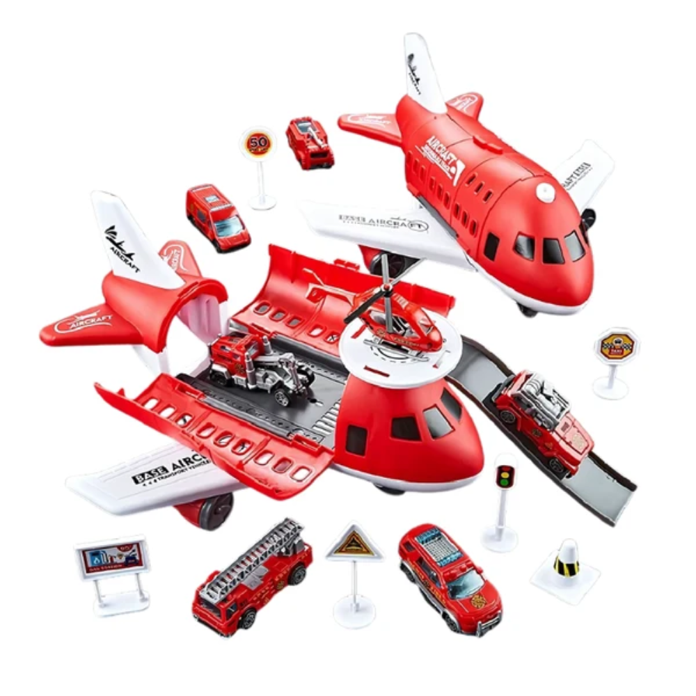 Transforming Airplane Toy – Cargo Aircraft with Mini Cars and Play Accessories
