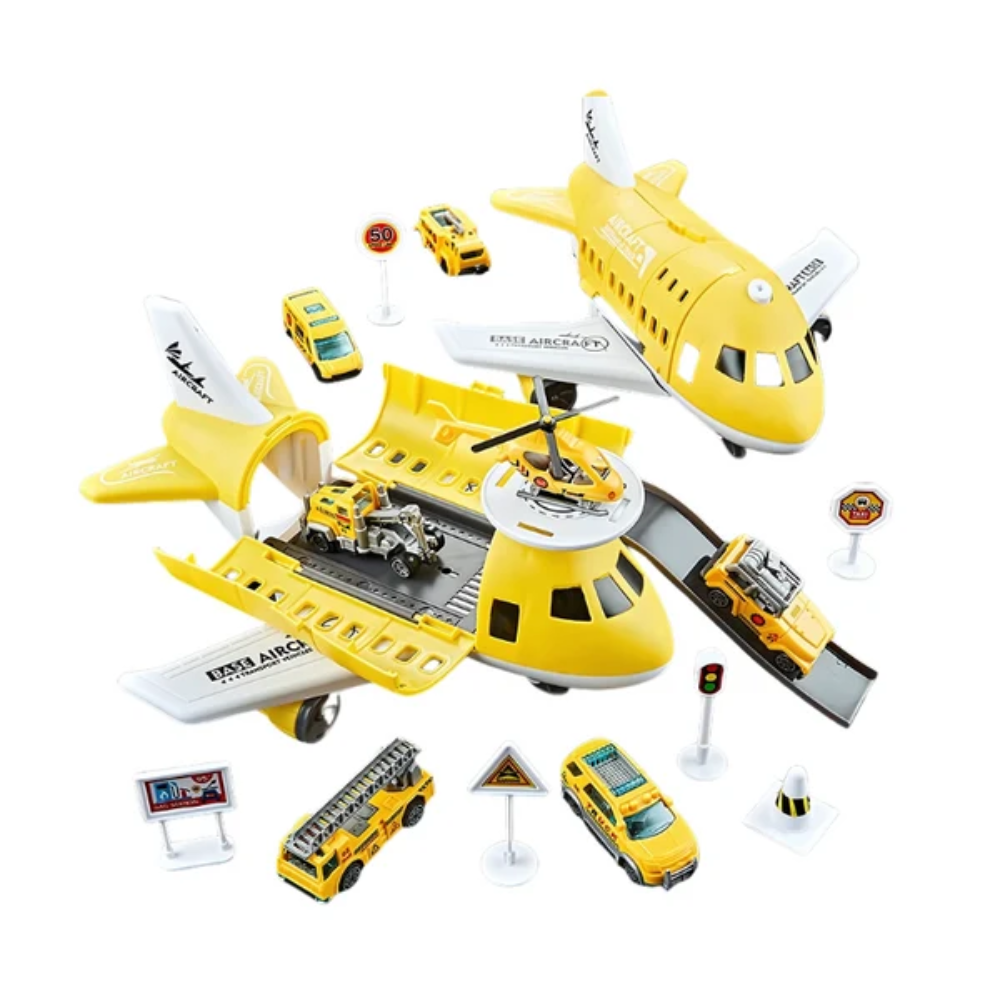 Transforming Airplane Toy – Cargo Aircraft with Mini Cars and Play Accessories
