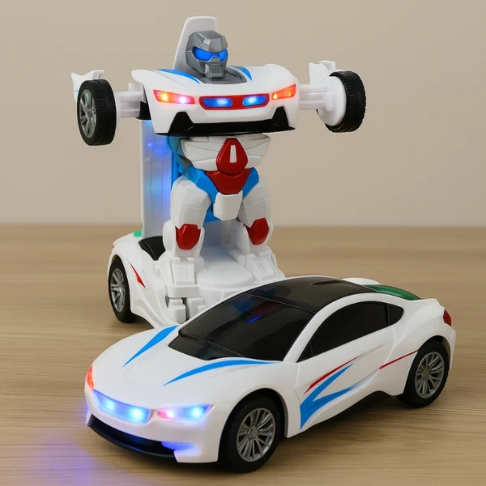 Transforming Robot Car Toy – 2-in-1 Automatic Robot with Lights and Sounds