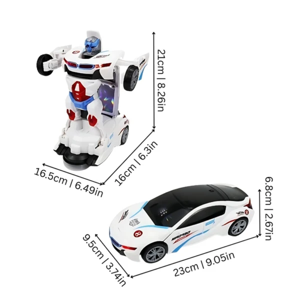 Transforming Robot Car Toy – 2-in-1 Automatic Robot with Lights and Sounds