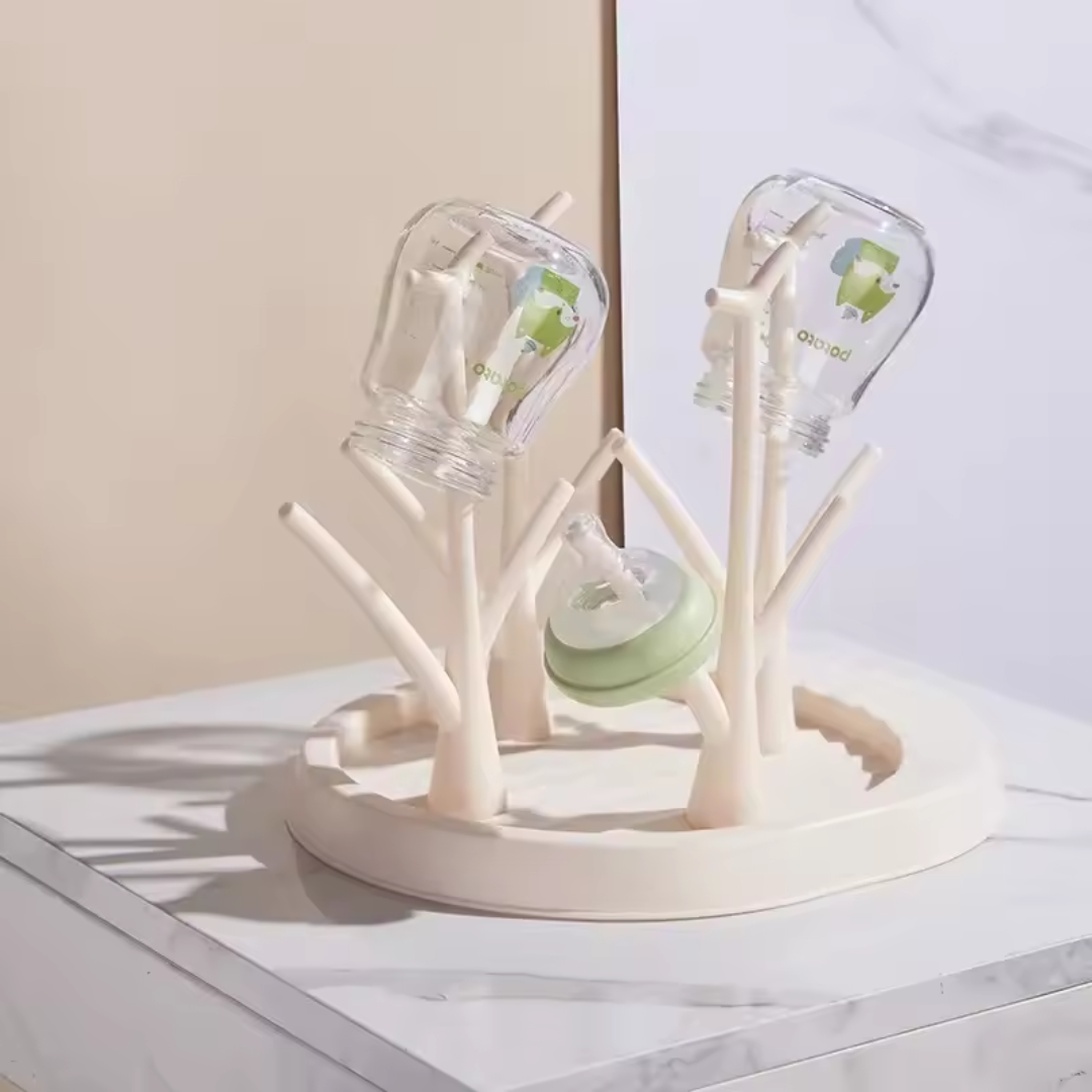 Baby Bottle Drying Rack Tree Stand | Removable Tray