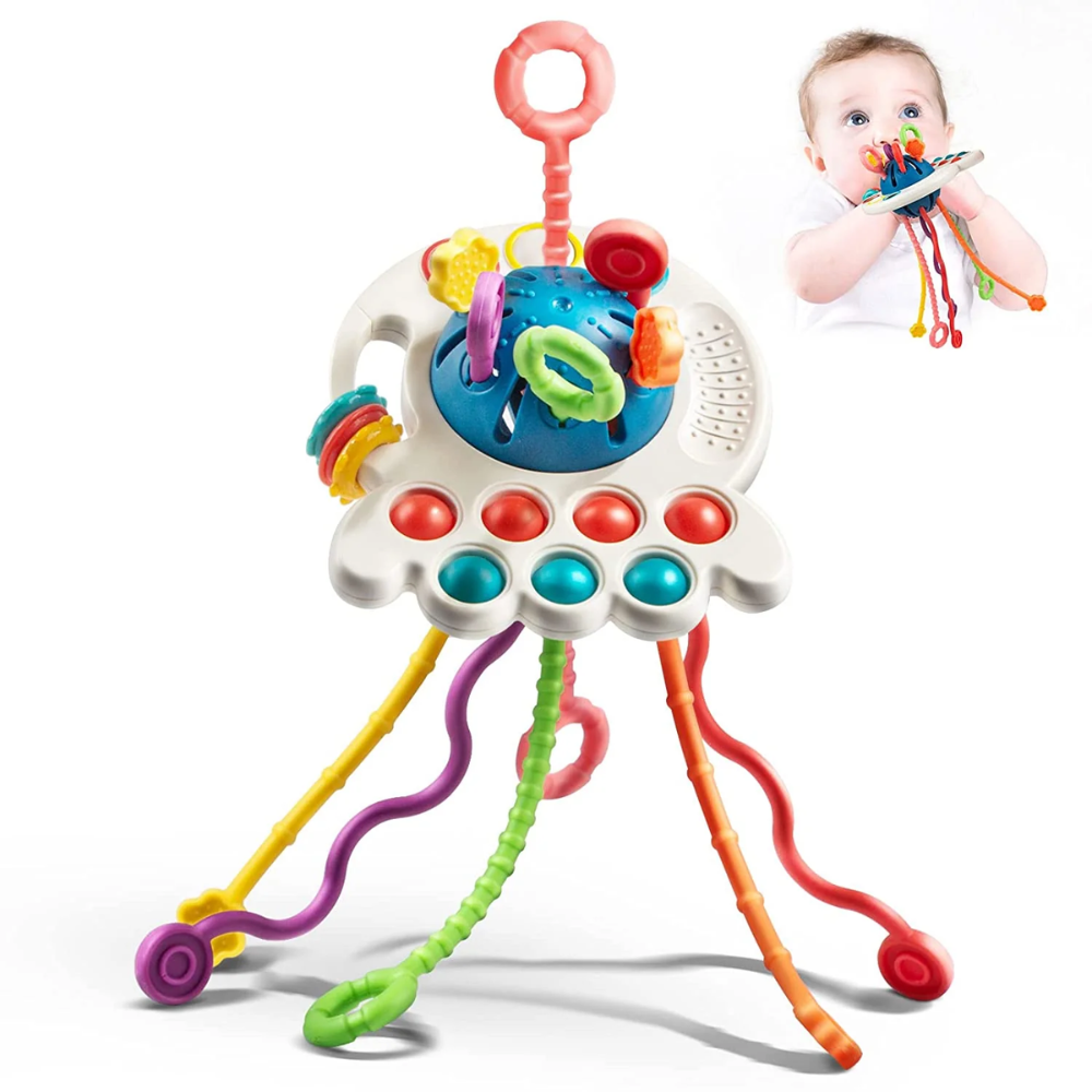 UFO Sensory Toy for Toddlers – Interactive Pull String Learning Toy