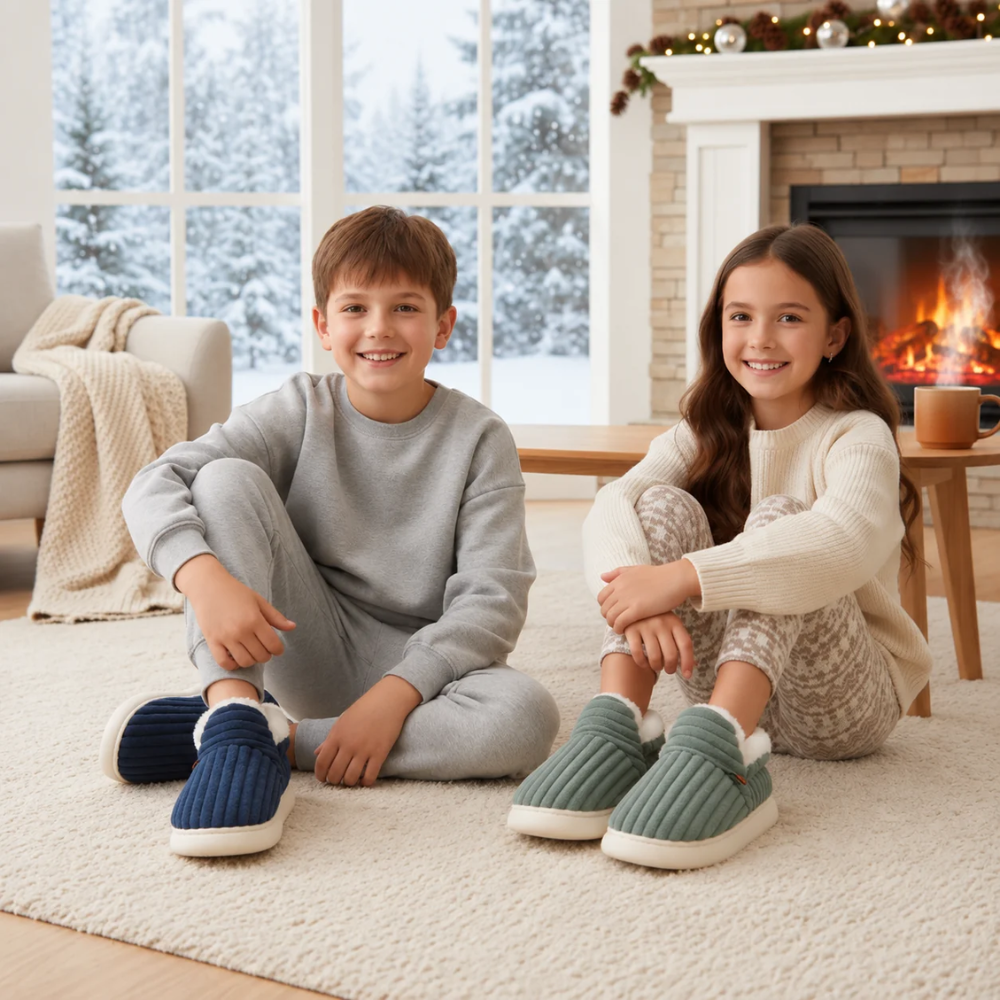 Warm Corduroy Slippers – Soft Plush Lined Indoor Shoes with Anti-Slip Soles