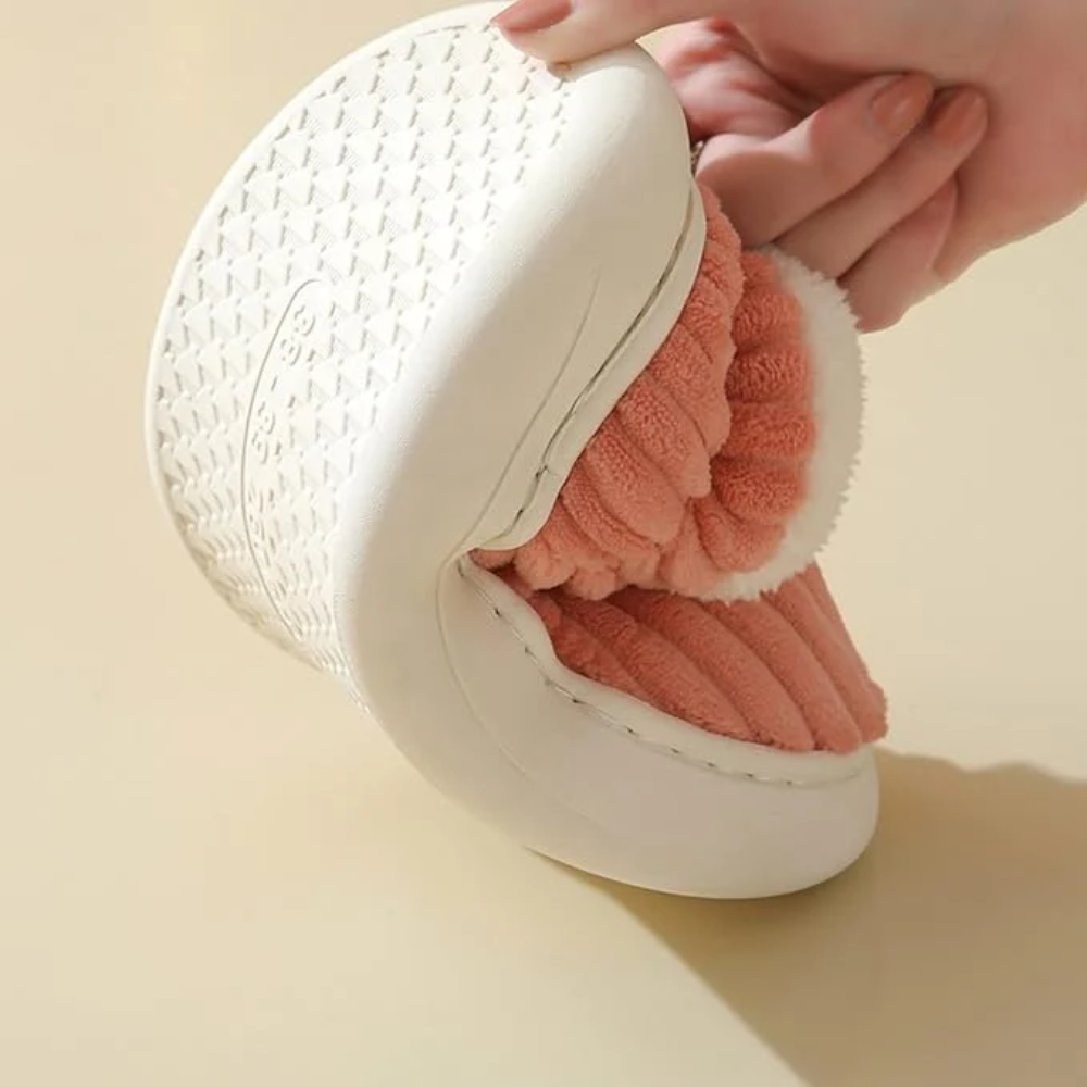Warm Corduroy Slippers – Soft Plush Lined Indoor Shoes with Anti-Slip Soles