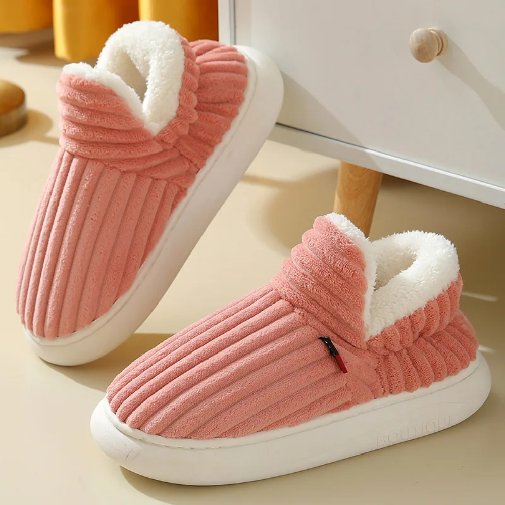 Warm Corduroy Slippers – Soft Plush Lined Indoor Shoes with Anti-Slip Soles