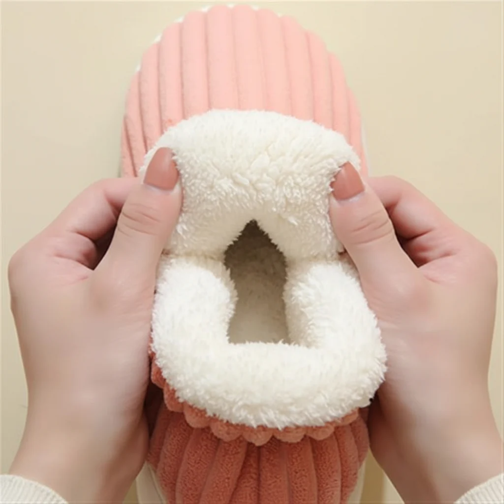 Warm Corduroy Slippers – Soft Plush Lined Indoor Shoes with Anti-Slip Soles