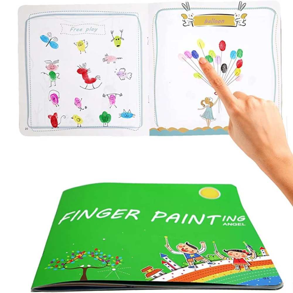 Washable Kids Paint Set – Colorful Finger Painting Wheel with Art Activity Book