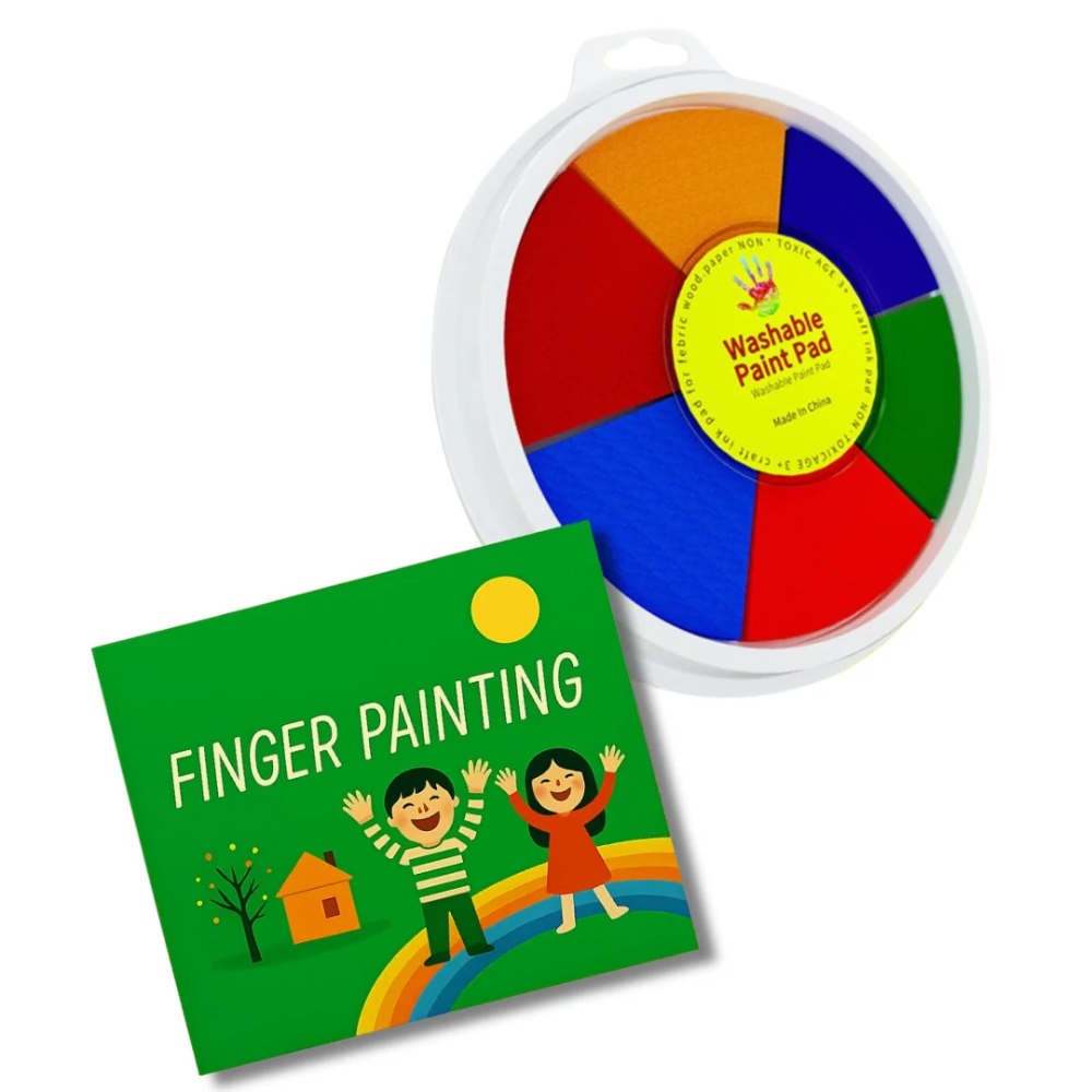 Washable Kids Paint Set – Colorful Finger Painting Wheel with Art Activity Book