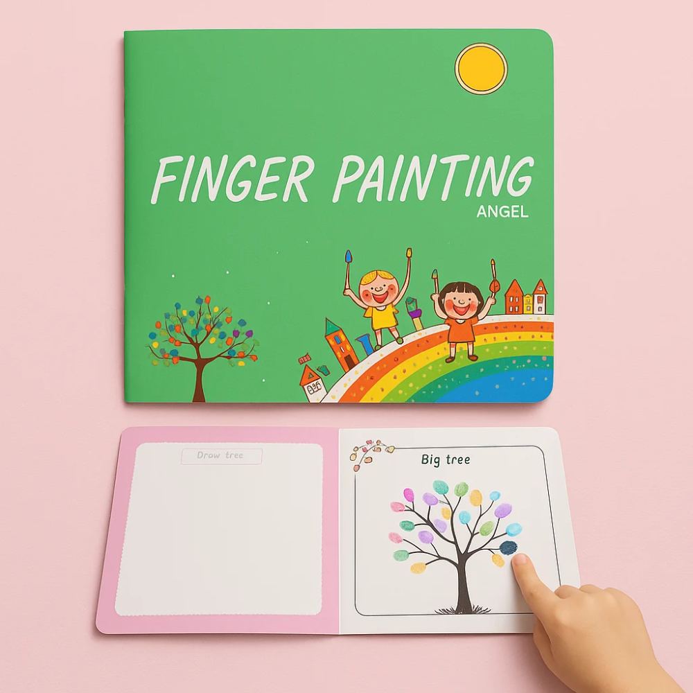 Washable Kids Paint Set – Colorful Finger Painting Wheel with Art Activity Book