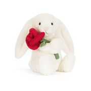 White Bunny with Rose Plush Toy
