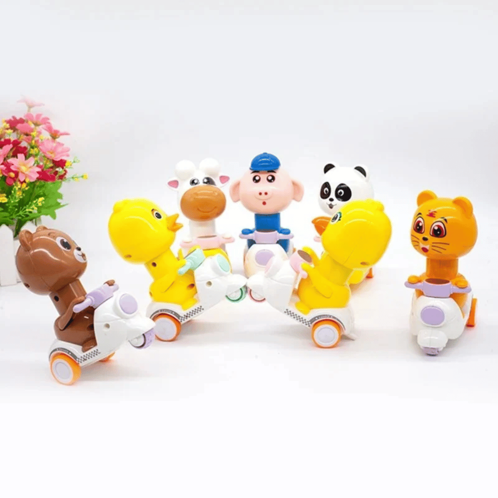 Wind-Up Animal Motorcycle Toy – Cartoon Racing Vehicle for Kids