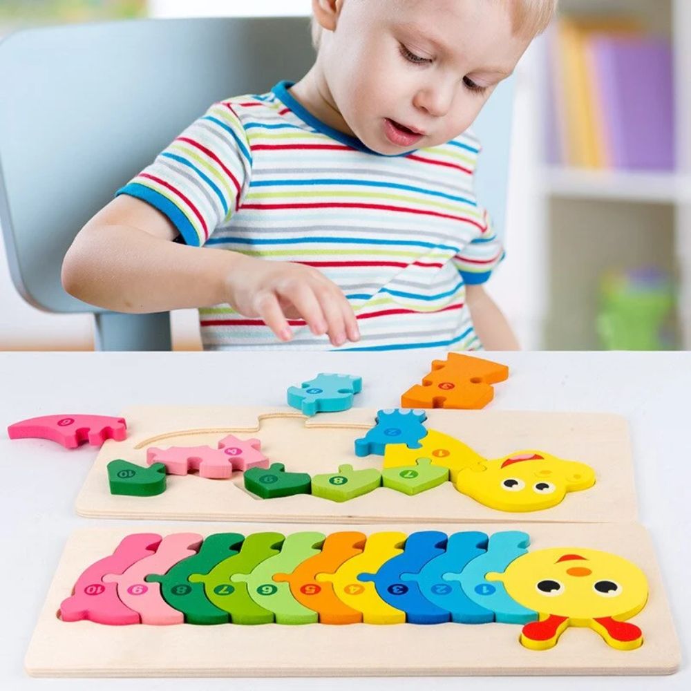 Wooden Animal Number Puzzle – Educational Counting & Matching Toy for Kids