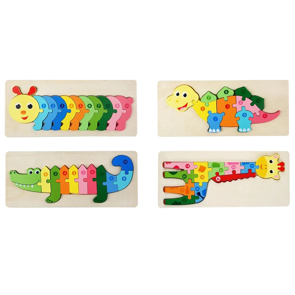 Wooden Animal Number Puzzle – Educational Counting & Matching Toy for Kids
