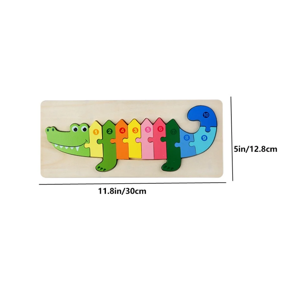 Wooden Animal Number Puzzle – Educational Counting & Matching Toy for Kids