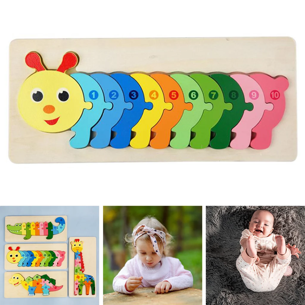 Wooden Animal Number Puzzle – Educational Counting & Matching Toy for Kids
