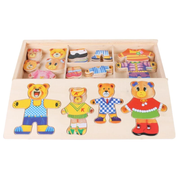 Wooden Bear Dress Up Puzzle – Mix and Match Outfit Puzzle Set with Storage Box for Kids