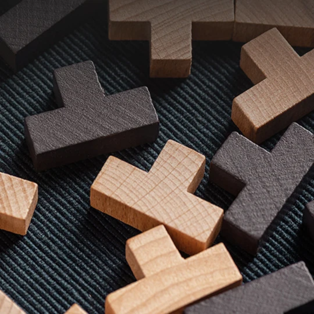 Wooden Brain Teaser Puzzle – Educational Shape Building and Logic Game