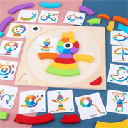 Wooden Color & Shape Puzzle – Educational Pattern Building Game for Kids