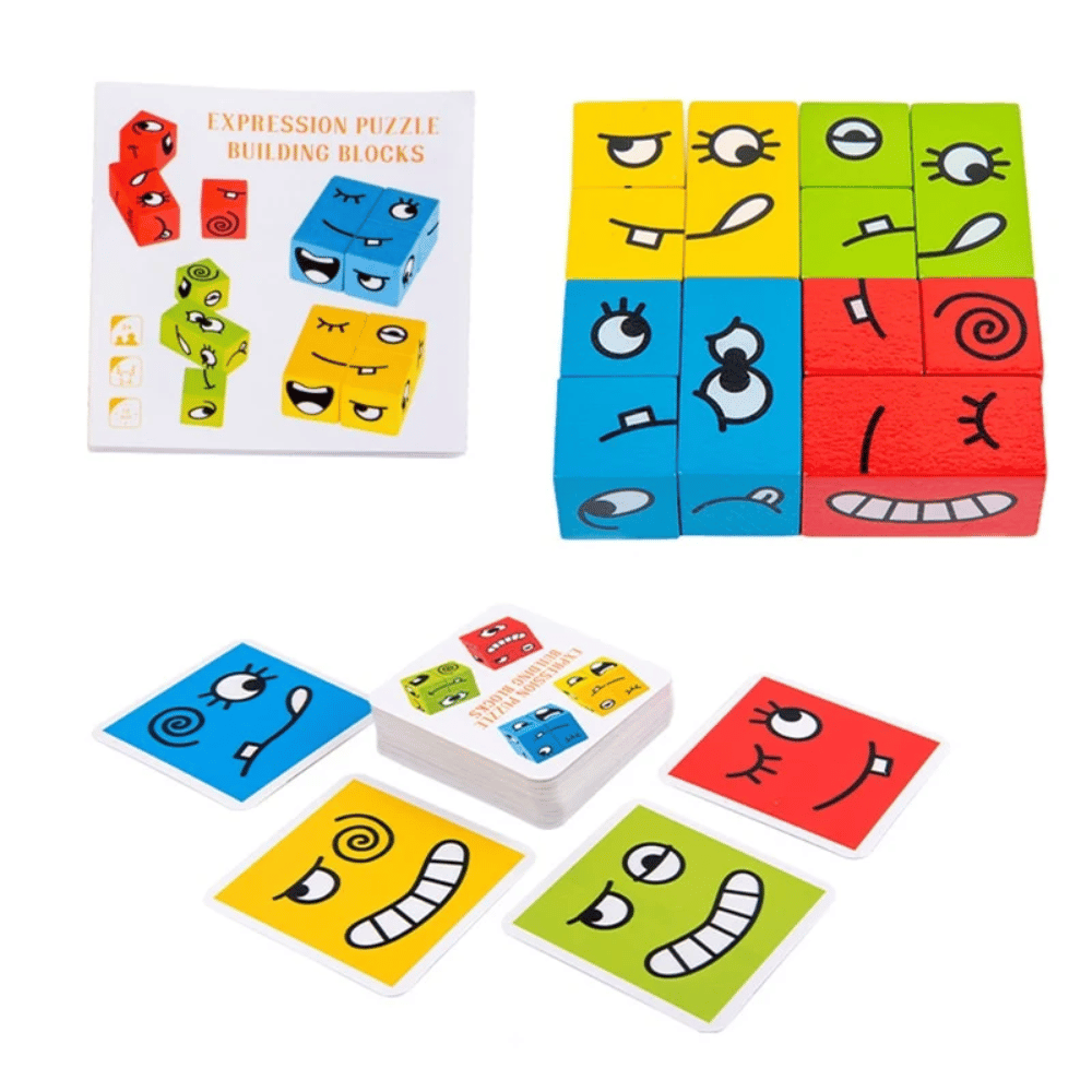 Wooden Expression Block Puzzle – Facial Expression Matching & Educational Game for Kids