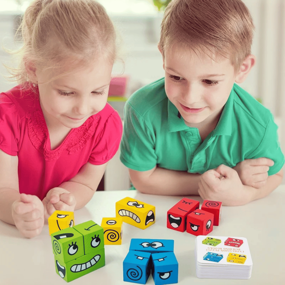 Wooden Expression Block Puzzle – Facial Expression Matching & Educational Game for Kids