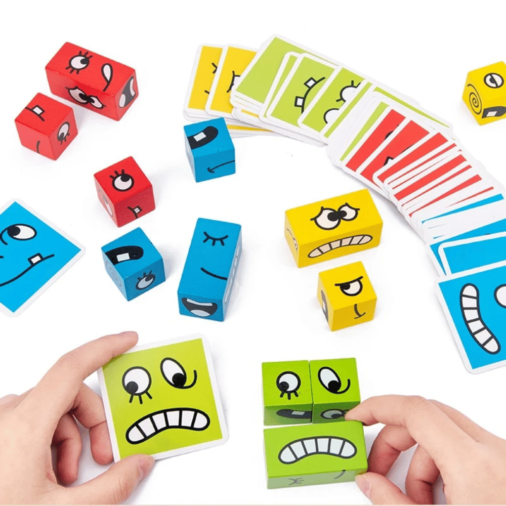 Wooden Expression Block Puzzle – Facial Expression Matching & Educational Game for Kids