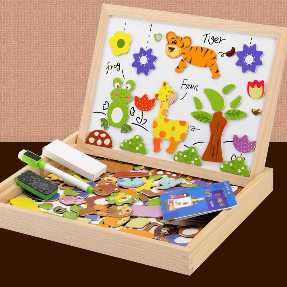 Wooden Magnetic Drawing Board – 2-in-1 Kids Art Set