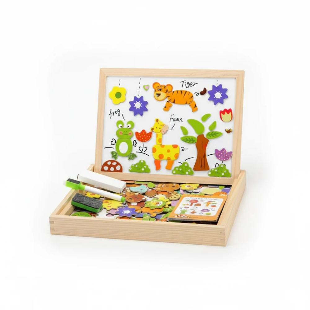 Wooden Magnetic Drawing Board – 2-in-1 Kids Art Set