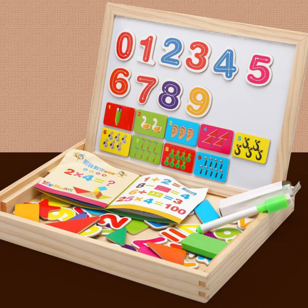 Wooden Magnetic Drawing Board – 2-in-1 Kids Art Set