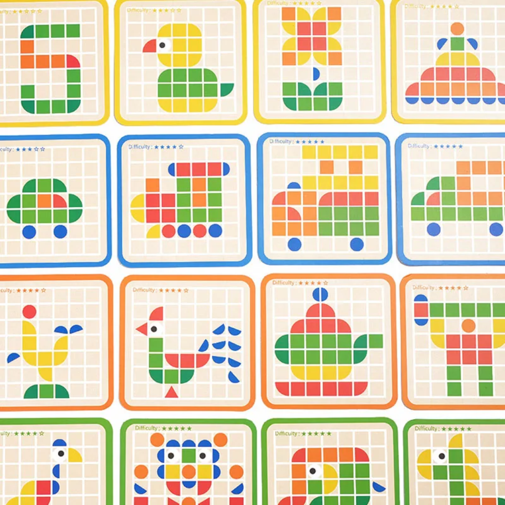 Wooden Pattern Puzzle – 120-Piece Montessori Matching & Logic Game for Kids