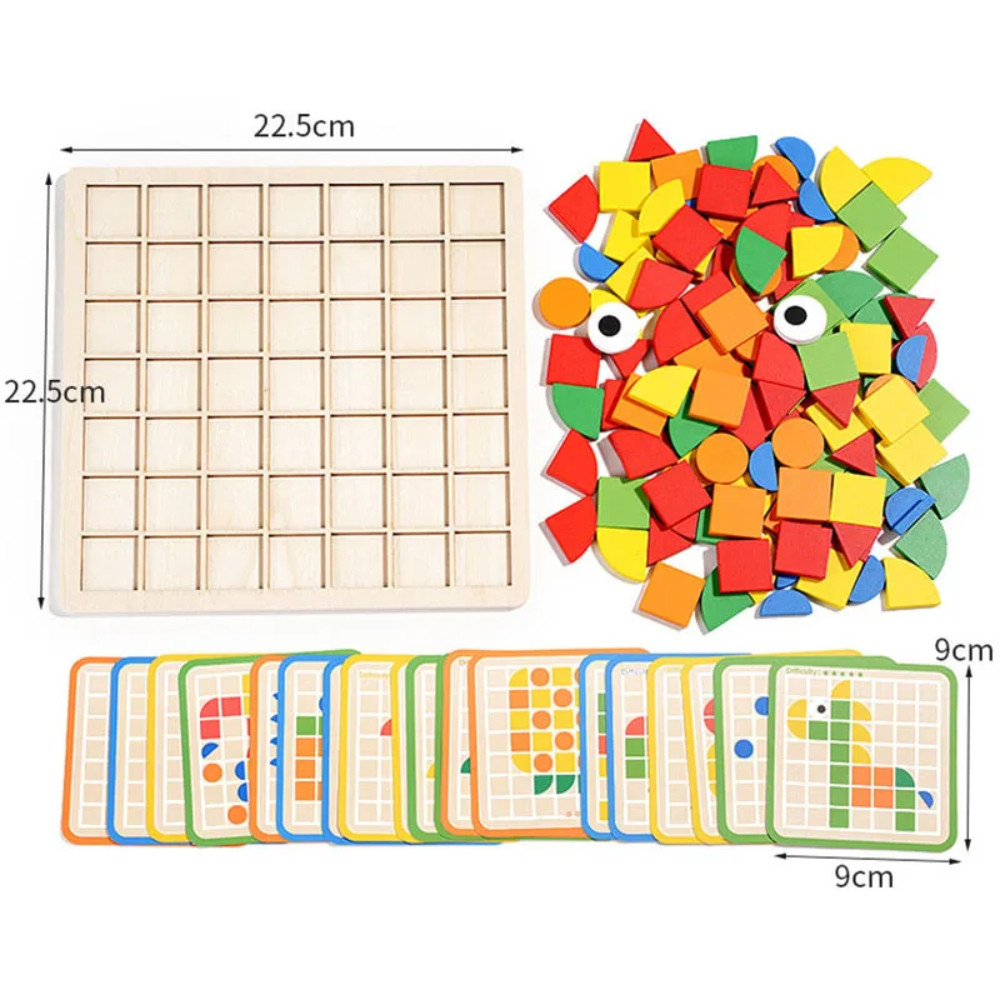 Wooden Pattern Puzzle – 120-Piece Montessori Matching & Logic Game for Kids