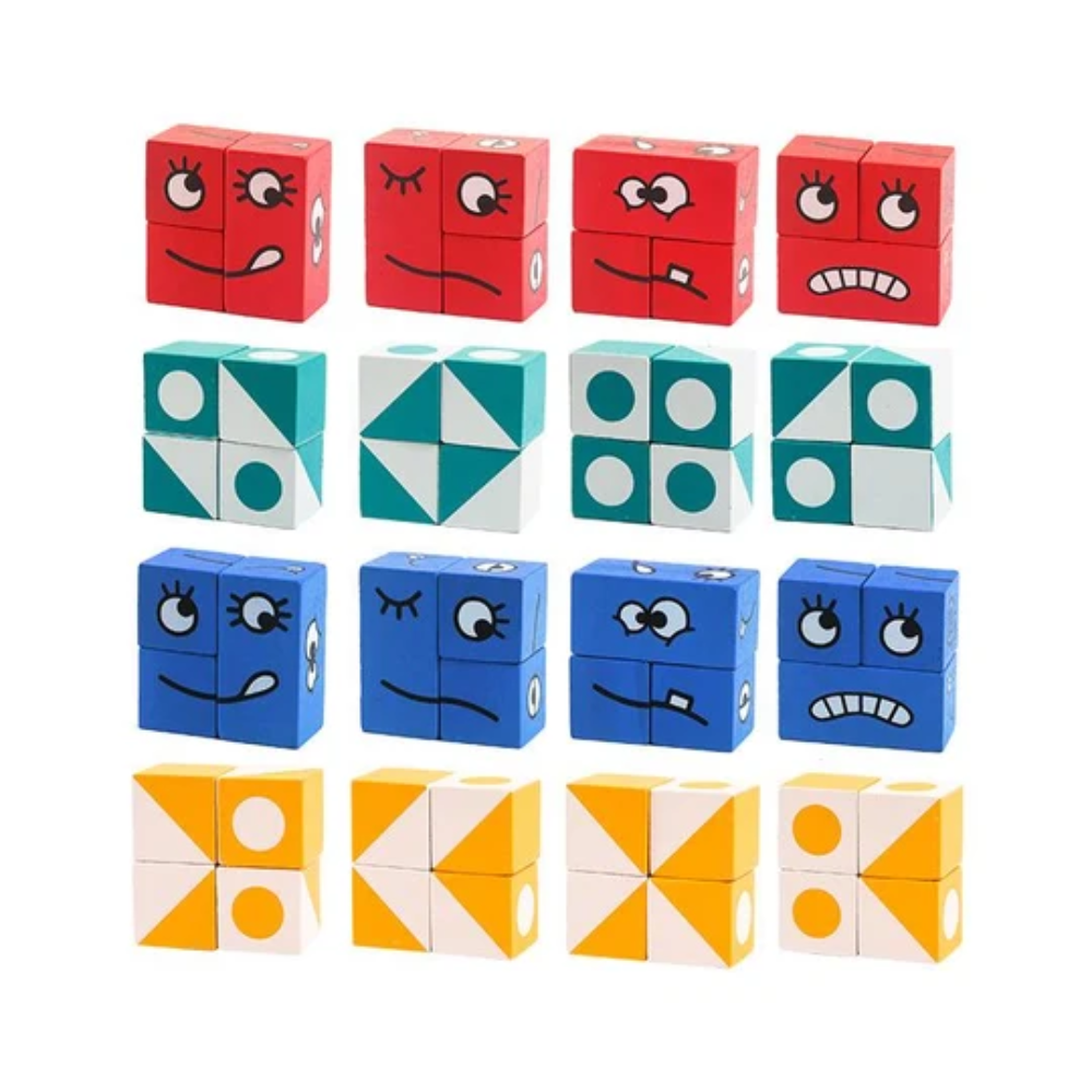 Wooden Puzzle Building Cubes – Educational Shape and Color Matching Toy for Kids