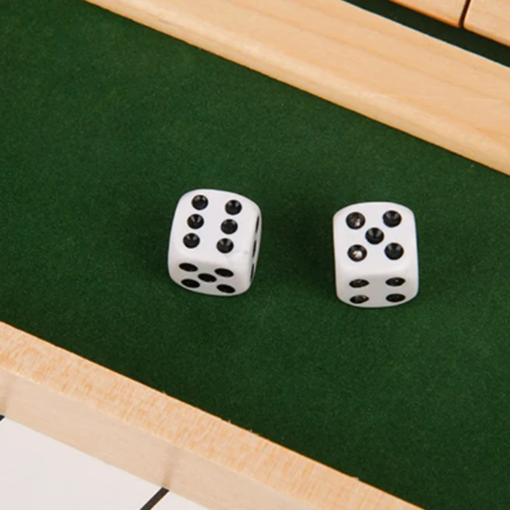 Wooden Shut The Box Game – Classic Dice Math Board Game for Kids and Adults