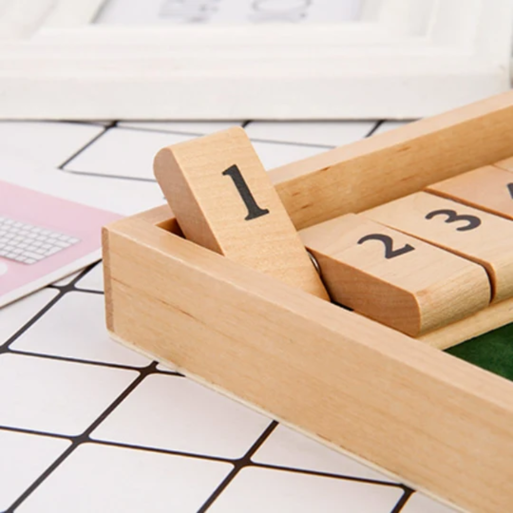 Wooden Shut The Box Game – Classic Dice Math Board Game for Kids and Adults