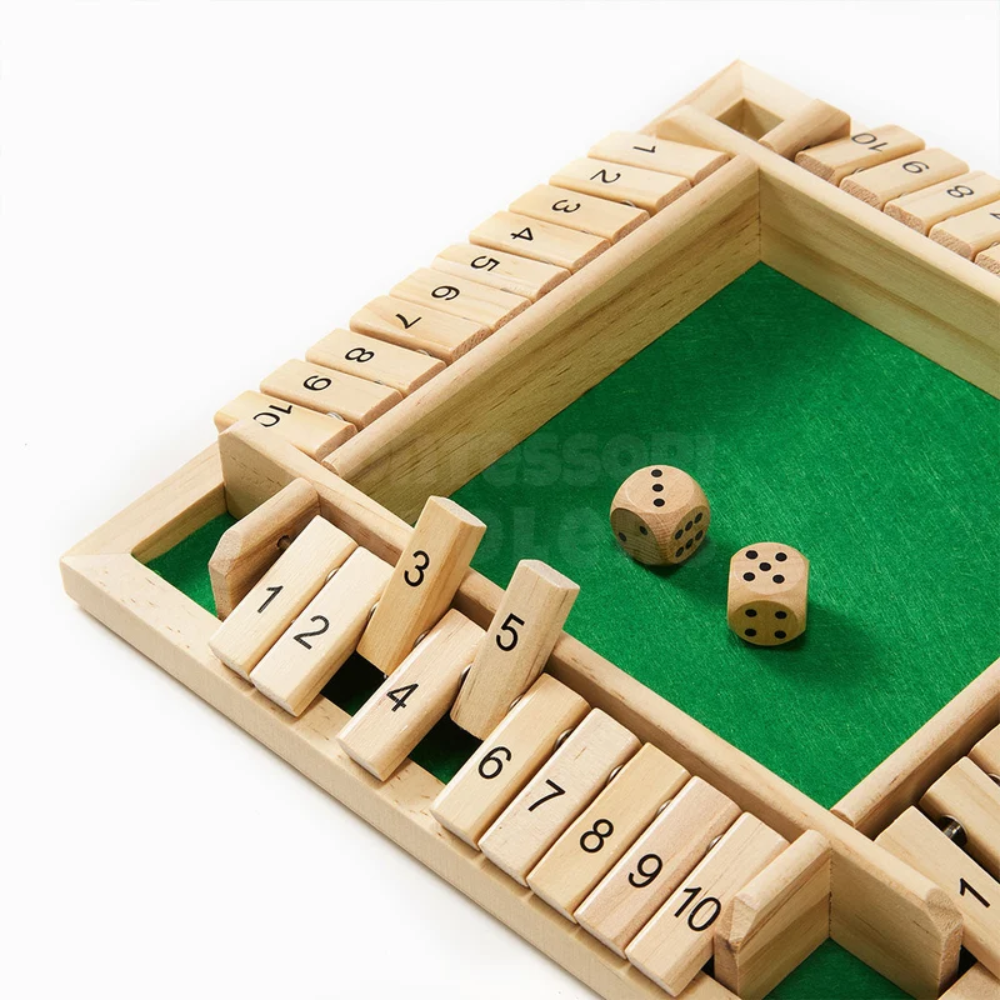 Wooden Shut the Box Dice Game – Educational Math and Strategy Board Game
