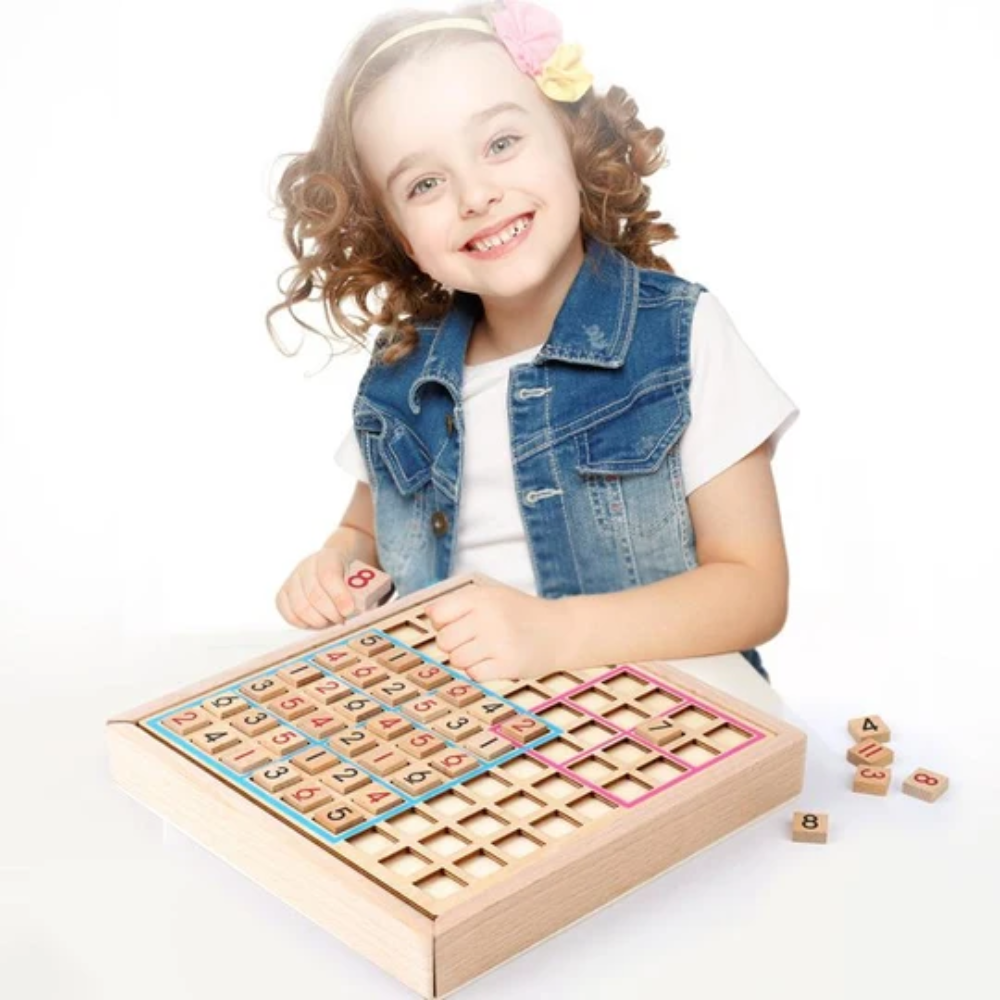 Wooden Sudoku Puzzle Board – Classic Number Logic Game with Storage Drawers
