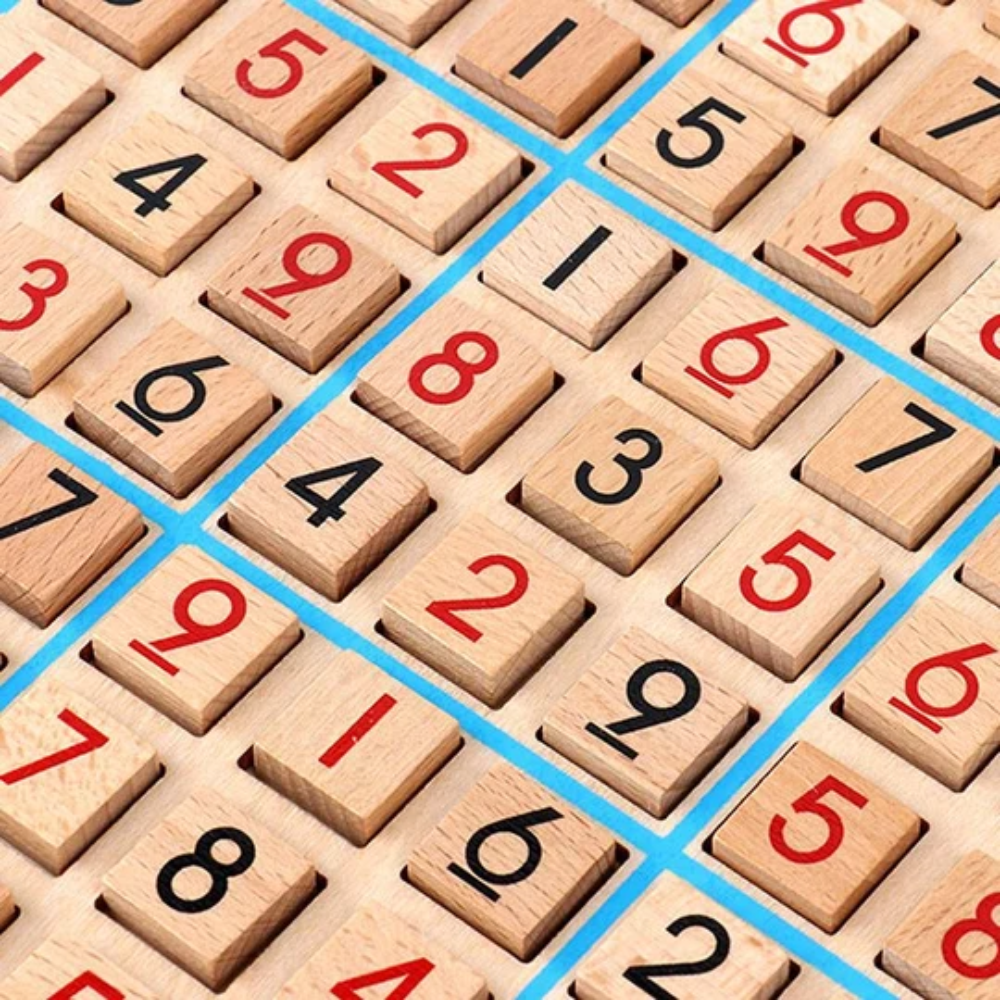 Wooden Sudoku Puzzle Board – Classic Number Logic Game with Storage Drawers