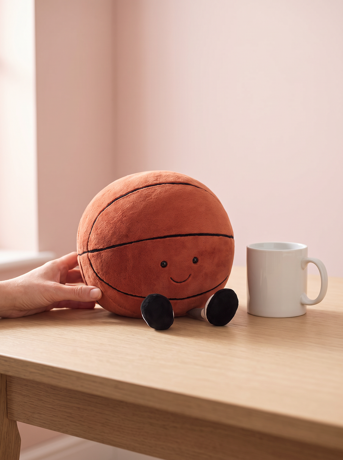 Basketball Plush Toy styled in a home setting