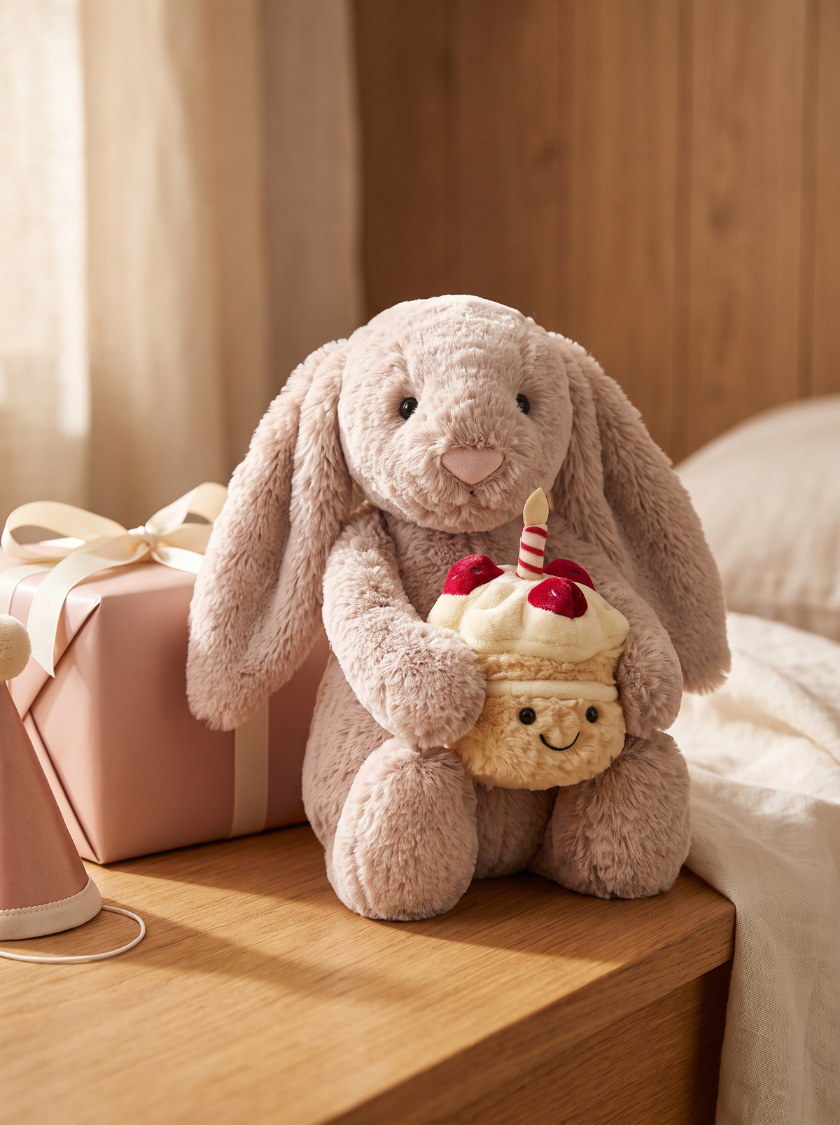 Birthday Cake Bunny Plush Toy lifestyle scene