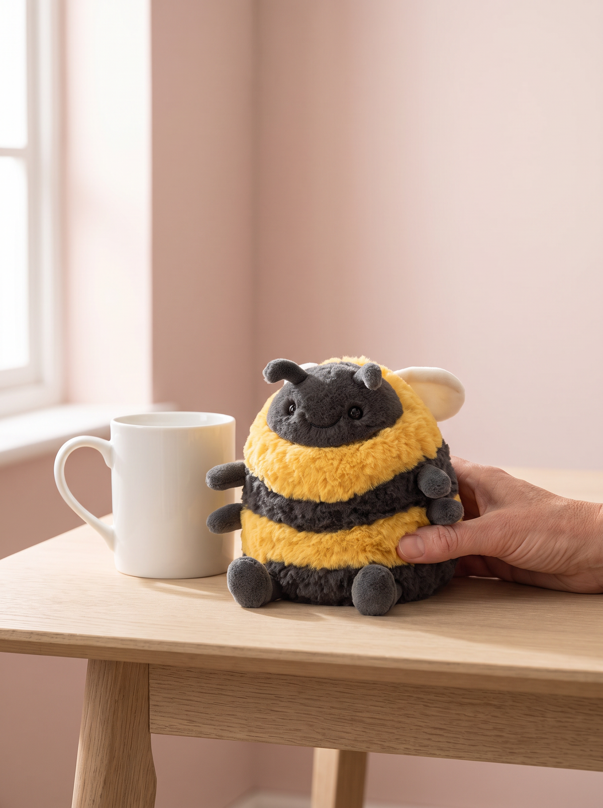 Bumblebee Plush Toy styled in a home setting