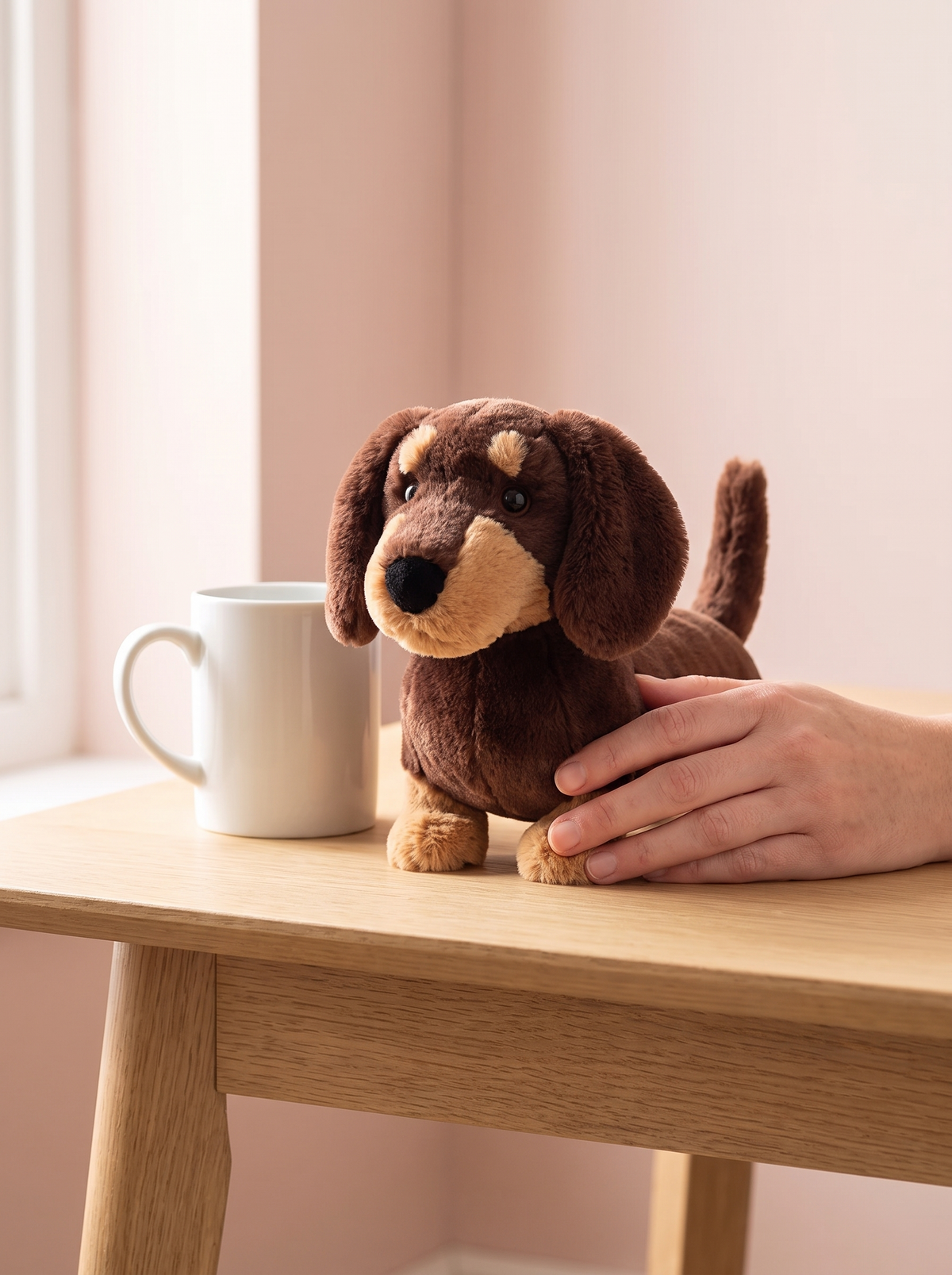 Dachshund Plush Toy styled in a home setting