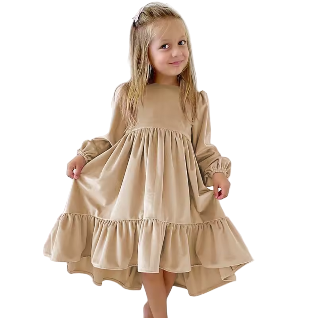 Girls Velvet Ruffle Party Dress