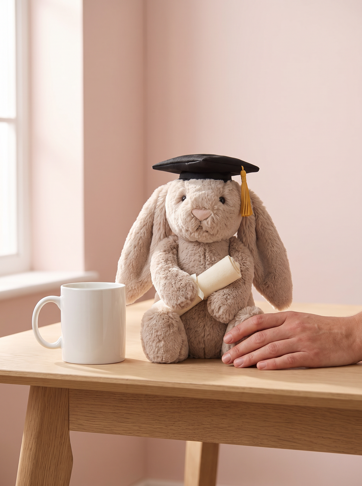 Graduation Bunny Plush Toy lifestyle scene
