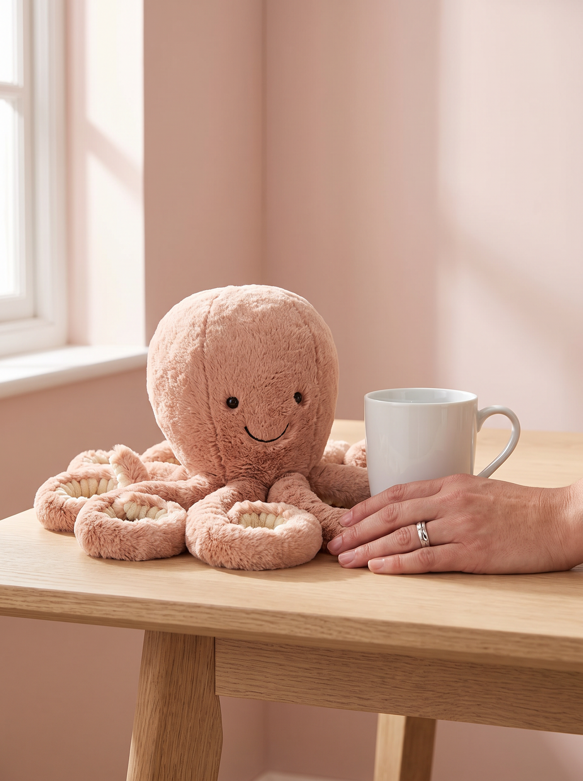Octopus Plush Toy styled in a home setting