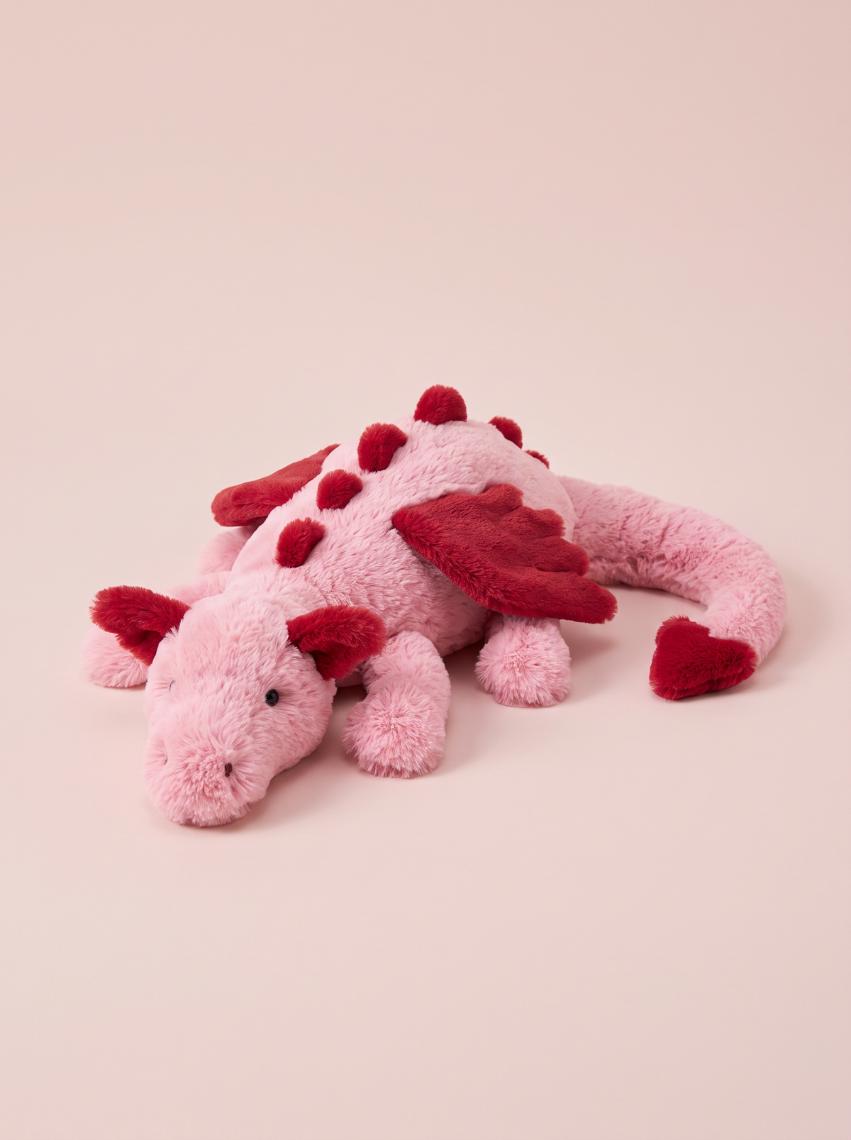 Pink and Red Dragon Plush Toy alternate studio view